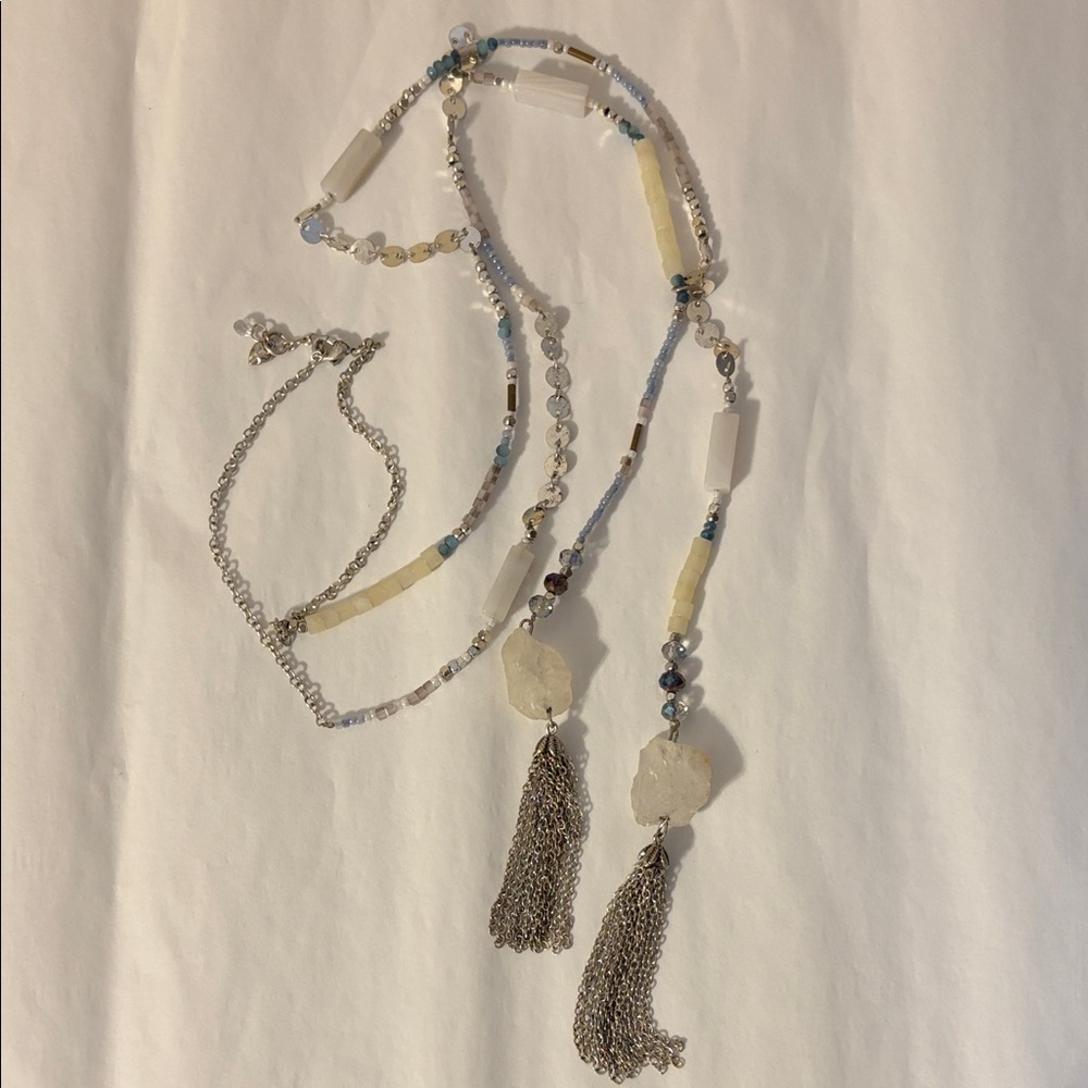 Elegant Silver Necklace with White Accents